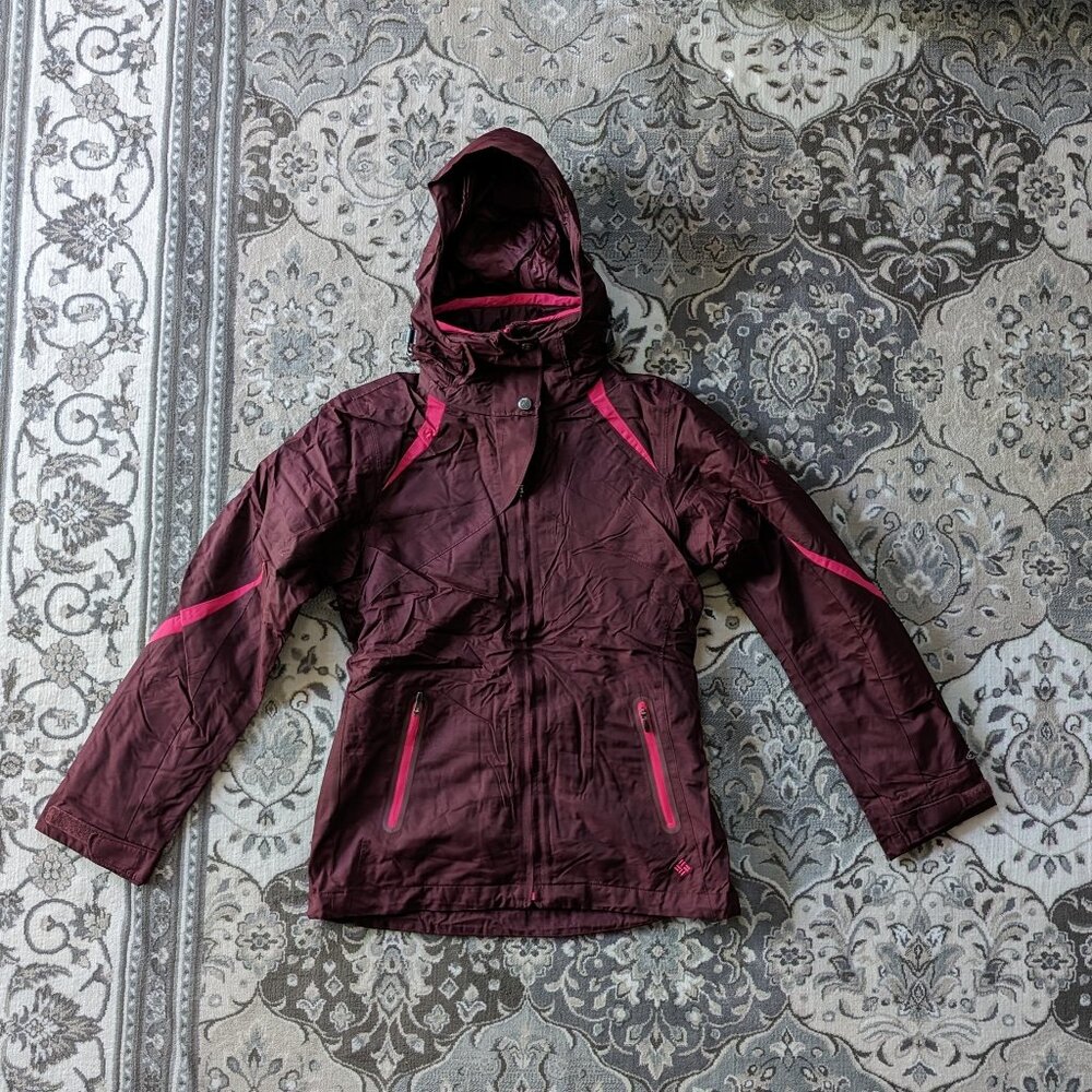 Columbia Bugaboo Interchange 3 in 1 Maroon Burgundy Women Ski Jacket XS